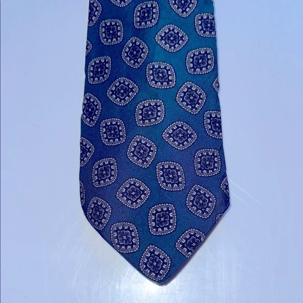Vintage 70s/80s Westbury Collection dark turquoise paisley‎ print silk tie
